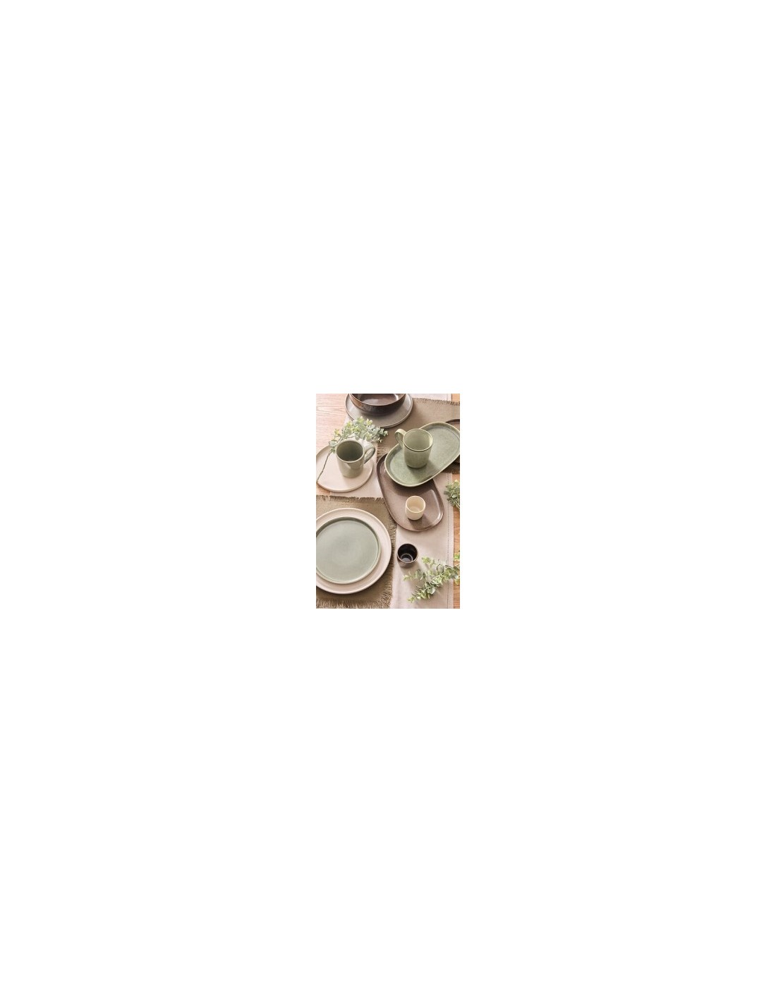 Piatto Ceramica Verde Kaki, Terre Inconnue, 31 x 17,5 x 2,6 cm, Stoneware, Elegante