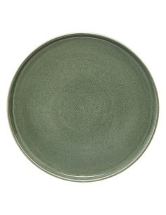 Piatto piano, Terre Inconnue, diametro 27 cm, verde kaki, faience, 26,7 x 2,3 cm