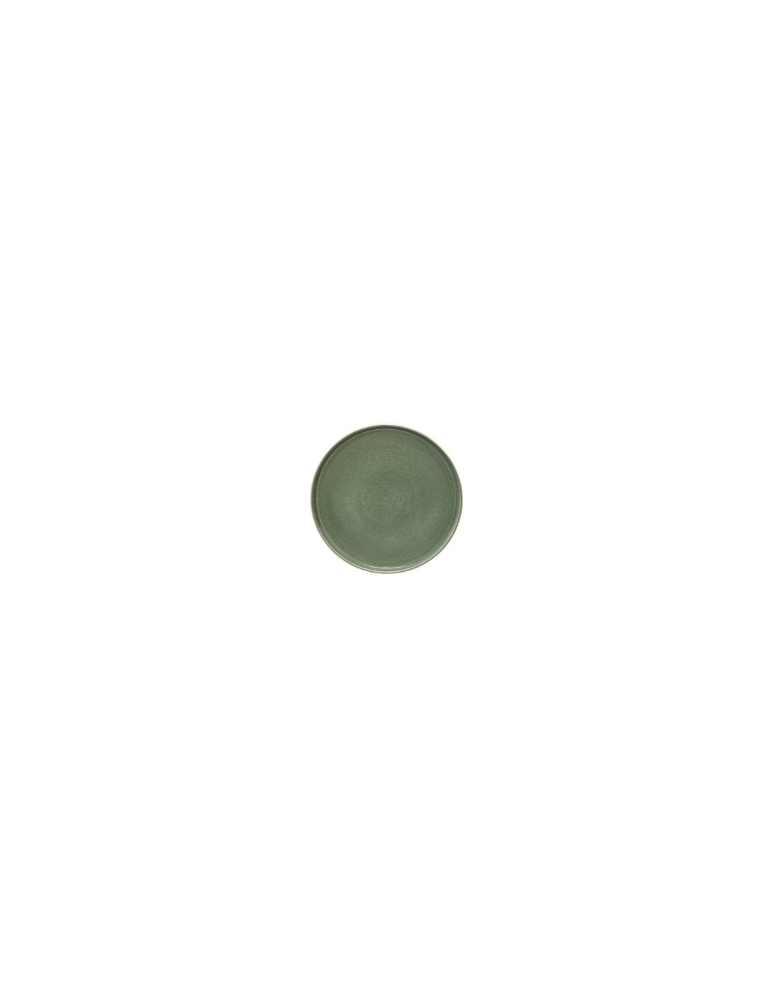 Piatto piano, Terre Inconnue, diametro 27 cm, verde kaki, faience, 26,7 x 2,3 cm