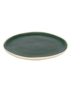 Piatto piano, Wonja, diametro 27 cm, verde, faience, 27 x 26,4 x 2,1 cm