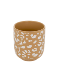 Set 4 tazze espresso Leopardi, diametro 6 cm, altezza 6,5 cm, faience, bianco e moka