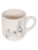 Porta 4 tazze Viso 12 cl, faience e acciaio, set con tazze crema, verde e rosa