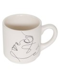 Porta 4 tazze Viso 12 cl, faience e acciaio, set con tazze crema, verde e rosa