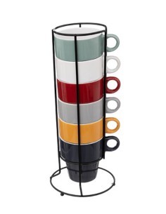 Supporto con 6 mug "Colorama" 26 cl