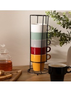 Supporto con 6 mug "Colorama" 26 cl