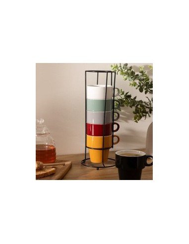 Supporto con 6 mug "Colorama" 26 cl