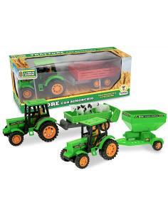 LINEA VERDE 68512 TRATTORE GIOCATTOLO CON RIMORCHIO ASSORTITO A FRIZIONE