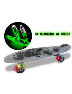 TEOSPORT - SKATEBOARD PORTATA 100KG GLOW IN THE DARK CON RUOTE  ED ATTACCO IN METALLO