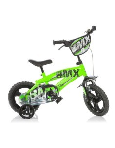 Bicicletta Bambini 12" Verde con Rotelline Stabilizzatrici