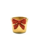 VASO FIOCCO CEMENTO 13X13X10,5CM DORATO