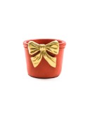 VASO FIOCCO CEMENTO 15X15X12,5CM ROSSO