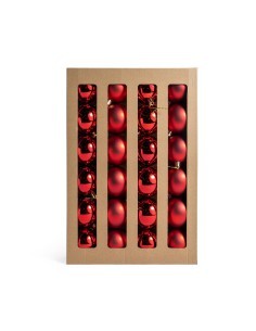 Sfere di Natale rosse 6 cm in plastica, confezione da 24 pezzi, La magia di natale per alberi