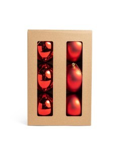 Sfere di Natale rosse 10 cm in plastica, confezione da 6 pezzi, La magia di natale per alberi