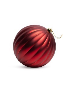 Sfera di Natale striata rossa 20 cm in plastica, La magia di natale per alberi, centrotavola e decorazioni festive