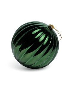 Sfera di Natale striata verde lucida 20 cm in plastica, La magia di natale per alberi, centrotavola e decorazioni festive
