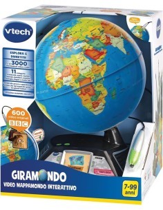 VTech Giramondo - Video Mappamondo Interattivo con Penna Touch e 600 Video Educativi