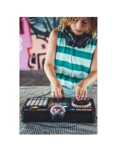Mixer DJ 80 Kidistar, Console DJ con Luci, Microfono Incorporato, Bluetooth, 15 Tasti Luminosi, 15 Mix Inclusi