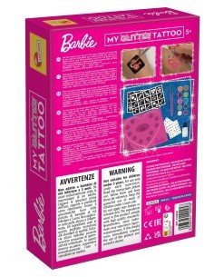 BARBIE, MY GLITTER TATTOO, KIT CREATIVO, TATUAGGI GLITTER, BAMBINI, GIOCHI CREATIVI