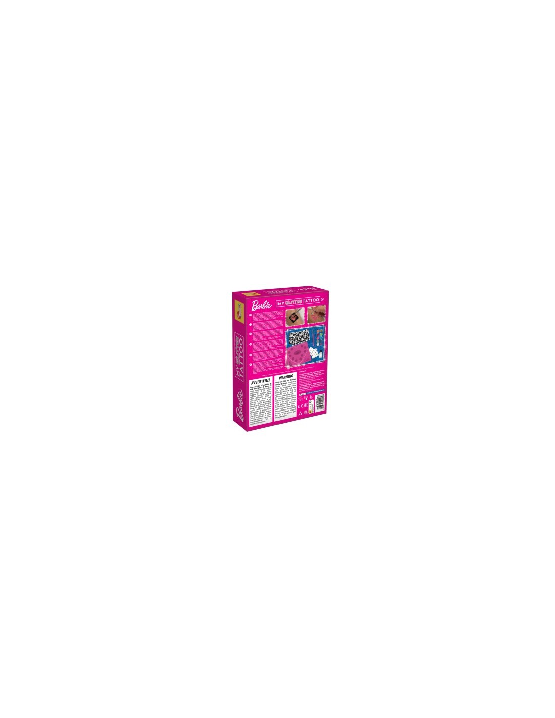 BARBIE, MY GLITTER TATTOO, KIT CREATIVO, TATUAGGI GLITTER, BAMBINI, GIOCHI CREATIVI