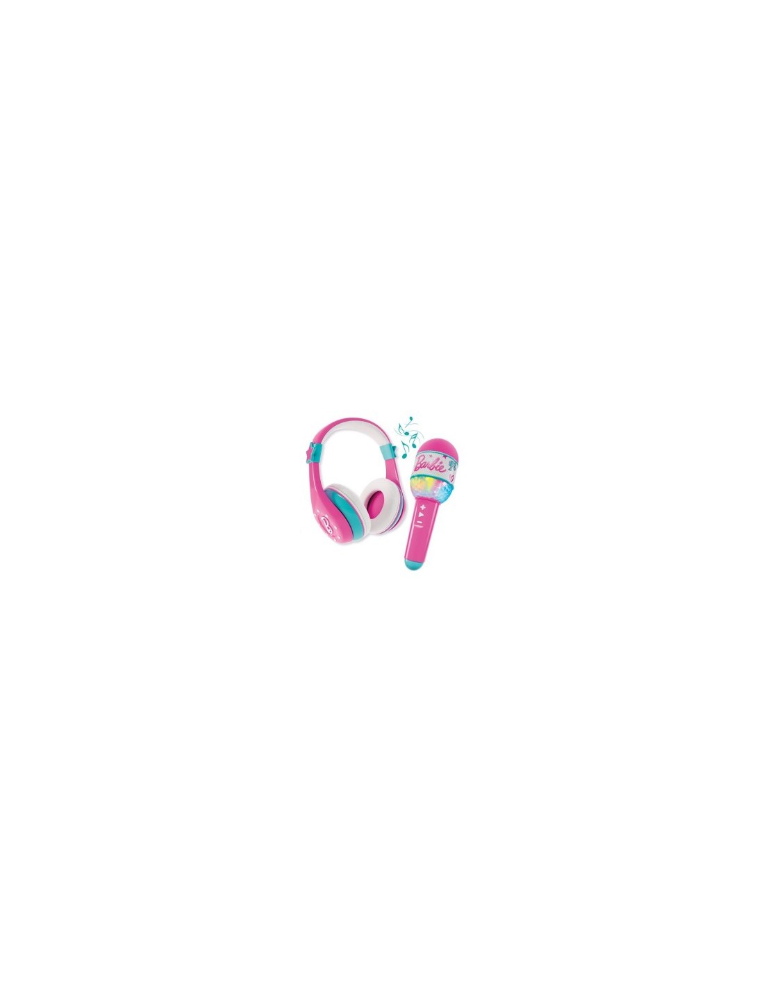 BARBIE SET MICROFONO E CUFFIE, BLUETOOTH, LUCI MULTICOLORI, 30X10X10 CM