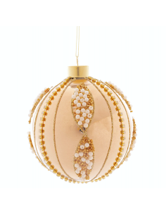 Sfera di Natale Oro Beads 10cm Vetro, Pallina Natalizia, Decorazioni Albero, La magia di Natale per la casa