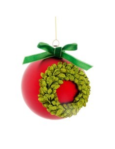 Sfera di Natale Rossa Ghirlanda 12cm Vetro, Pallina Natalizia, Decorazioni Albero, La magia di Natale per la casa