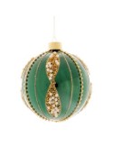 Sfera di Natale Verde Beads 12cm Vetro, Pallina Natalizia, Decorazioni Albero, La magia di Natale per la casa