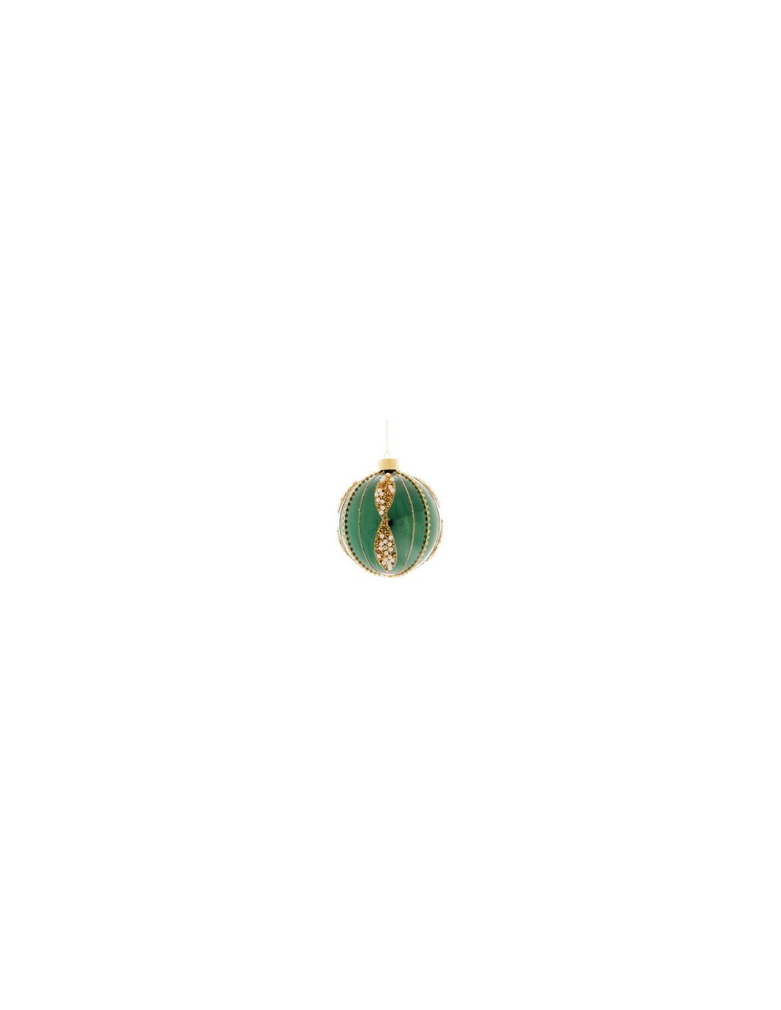 Sfera di Natale Verde Beads 8cm Vetro, Pallina Natalizia, Decorazioni Albero, La magia di Natale per la casa