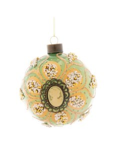 Sfera di Natale Verde Cameo 8cm Vetro, Pallina Natalizia, Decorazioni Albero, La magia di Natale per la casa