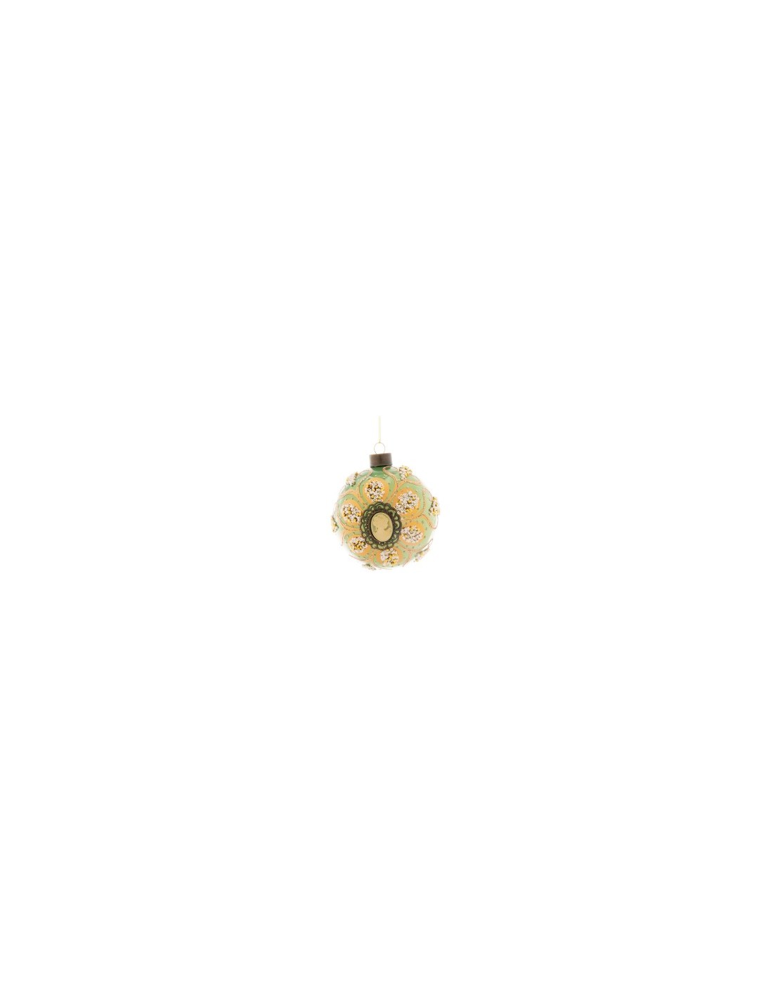 Sfera di Natale Verde Cameo 8cm Vetro, Pallina Natalizia, Decorazioni Albero, La magia di Natale per la casa