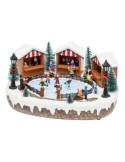 VILLAGGIO IN POLYRESINA 35XH15CM LAGO GHIACCIATO CON PATTINATORI IN...