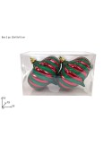 CONF 2 SFERE GOCCIA 15CM ROSSO GLITTER VERDE