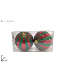 CONF 2 SFERE 15CM ROSSO GLITTER VERDE