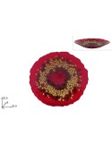 CENTROTAVOLA VETRO ROSSO 32,5CM CON BACCHE E FOGLIE