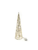 ALBERO CONO ORO METALLO 12X40CM CON 20 LUCI A BATTERIA