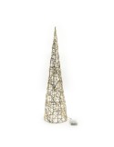 ALBERO CONO ORO METALLO 20X80CM CON 40 LUCI A BATTERIA