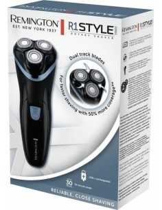 Remington R1000 Rasoio Elettrico Ricaricabile 3 Testine Rotanti Nero/Blu con Trimmer
