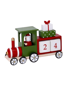 CALENDARIO LEGNO CON TRENINO ROSSO/VERDE 18,5X6,5X12CM