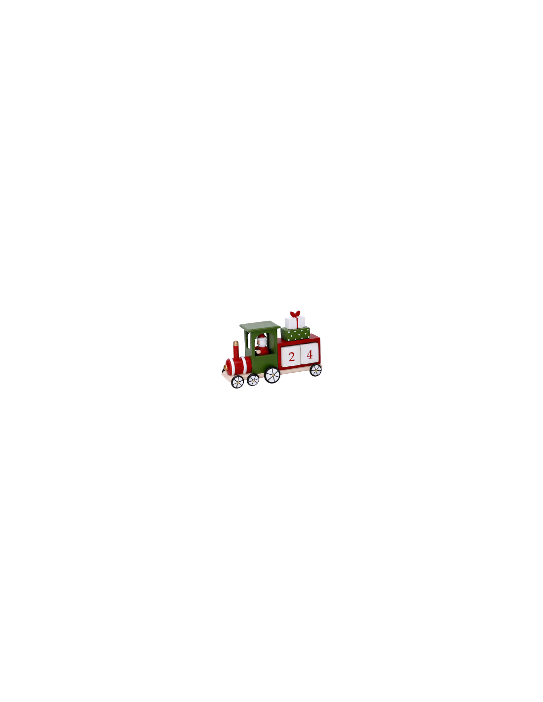 CALENDARIO LEGNO CON TRENINO ROSSO/VERDE 18,5X6,5X12CM
