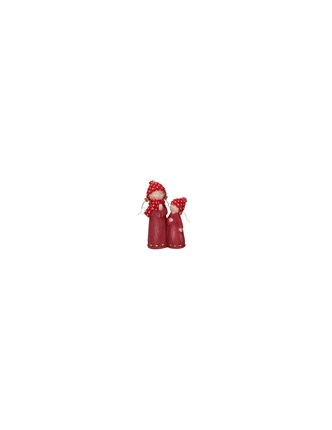 COPPIA ANGELI RESINA ROSSO CON LED 18X10X22CM