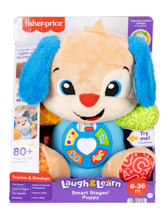 Fisher-Price – Cagnolino Ridi e Impara Smart Stages Multilingue, Peluche Musicale Interattivo 6+ mesi