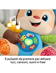 Fisher-Price – Cagnolino Ridi e Impara Smart Stages Multilingue, Peluche Musicale Interattivo 6+ mesi