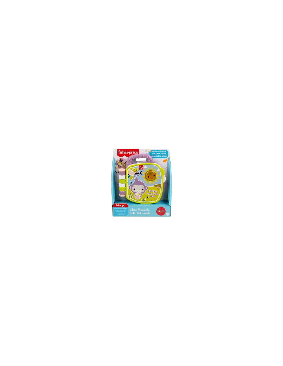 Fisher-Price – Il Libro delle Canzoncine della Scimmietta Viola, Giocattolo Musicale Interattivo 6+ mesi
