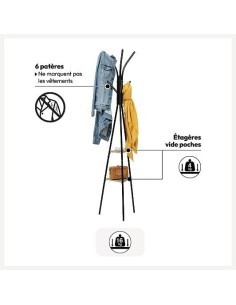 Appendiabiti Jano 6 ganci 5five in metallo e legno nero