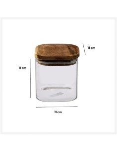 5five vaso in vetro con coperchio in acacia trasparente 0,6 L