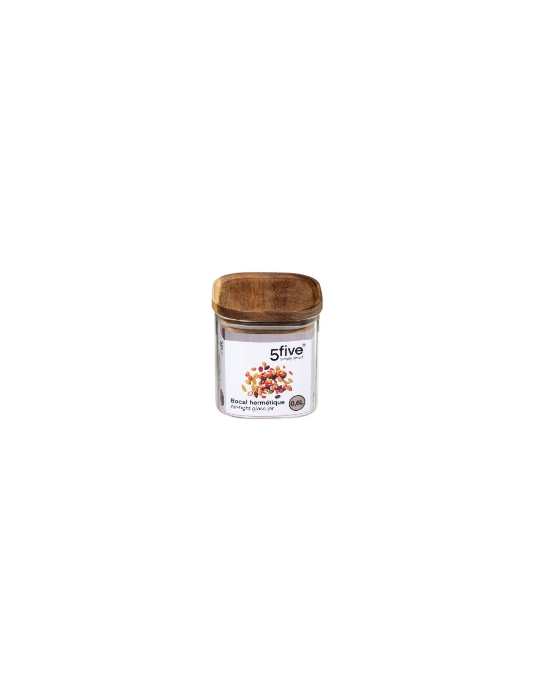5five vaso in vetro con coperchio in acacia trasparente 0,6 L