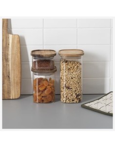 5five vaso in vetro con coperchio in acacia trasparente 1 L