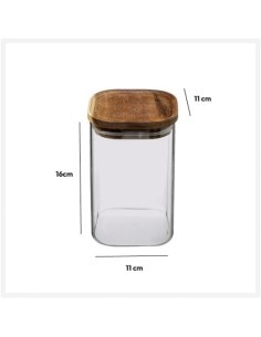 5five vaso in vetro con coperchio in acacia trasparente 1 L