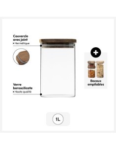5five vaso in vetro con coperchio in acacia trasparente 1 L