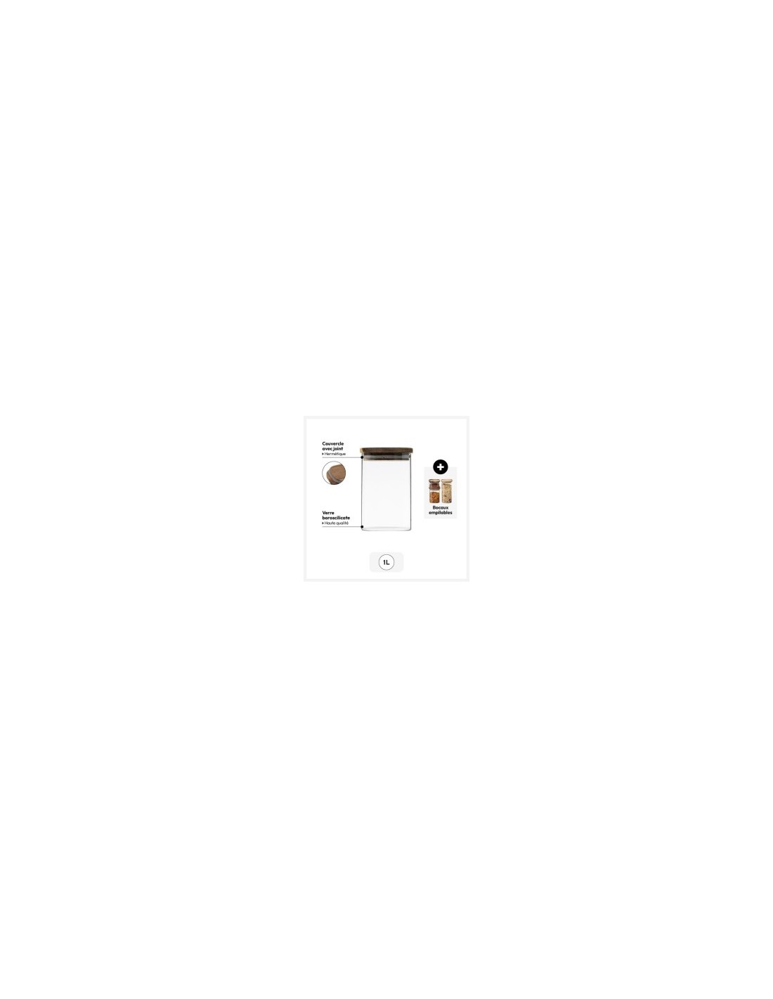 5five vaso in vetro con coperchio in acacia trasparente 1 L